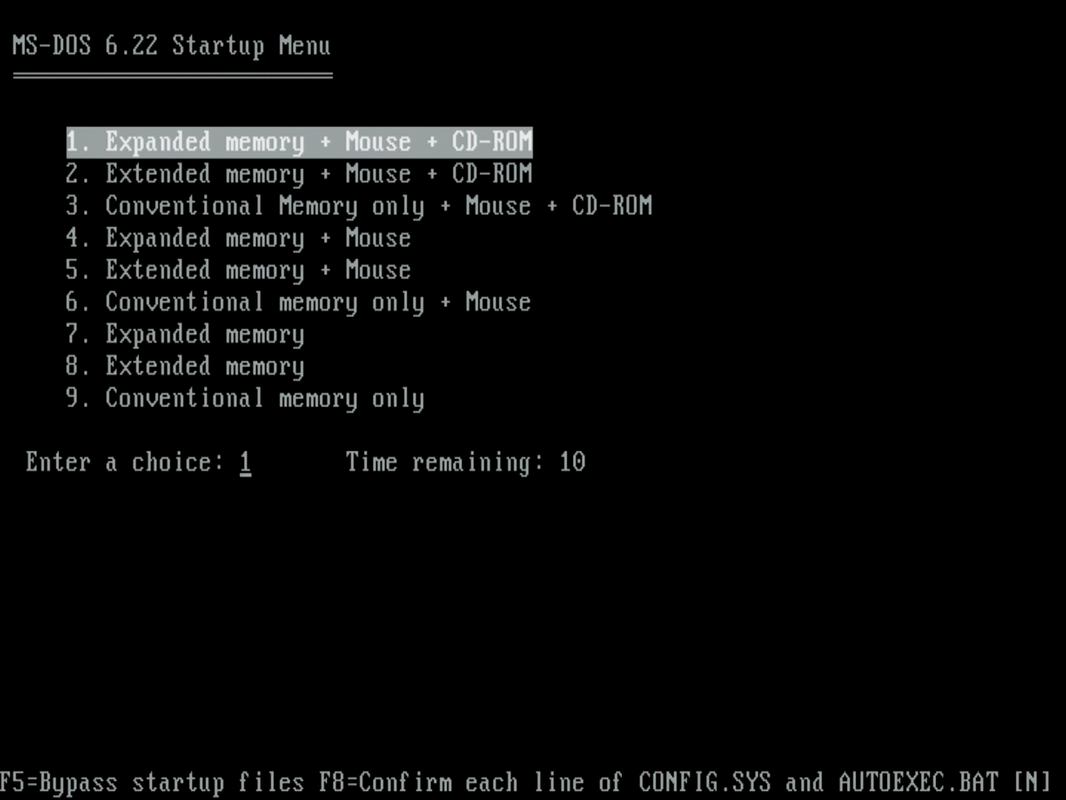 dos boot compact disk config.sys